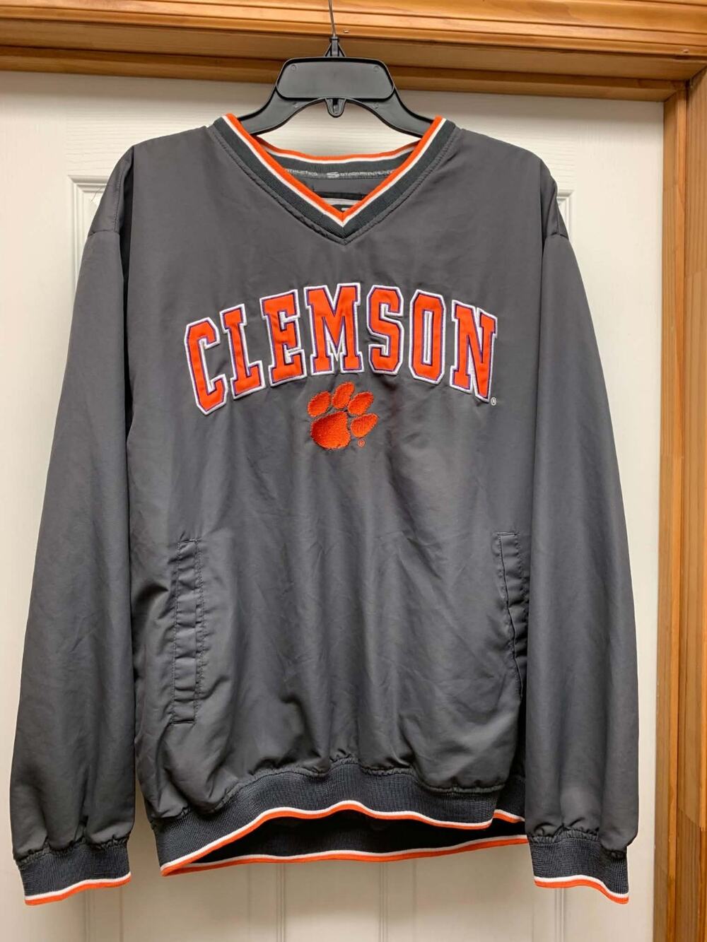 Men's Clemson Tigers Stadium Athletics Pullover Windbreaker Jacket Gray Large